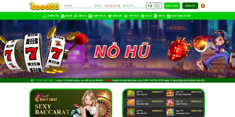 Thông tin chuẩn xác về sảnh game nổ hũ Good88